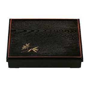 若泉漆器 新尺1寸長手松花堂　黒天朱笹 （仕切別売） 1-367-1 1個（ご注文単位1個）【直送品】