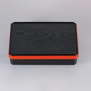 若泉漆器 8寸長手隅切松花堂　黒渕朱内朱  1-412-6 1個（ご注文単位1個）【直送品】