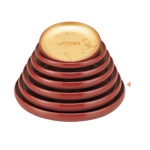 若泉漆器 一休鉢　色紙金箔渕朱　尺3寸S・H塗  1-464-39 1個（ご注文単位1個）【直送品】