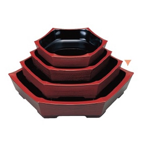 若泉漆器 ダイヤ盛器　溜刷毛目内黒　尺2寸  1-465-12 1個（ご注文単位1個）【直送品】