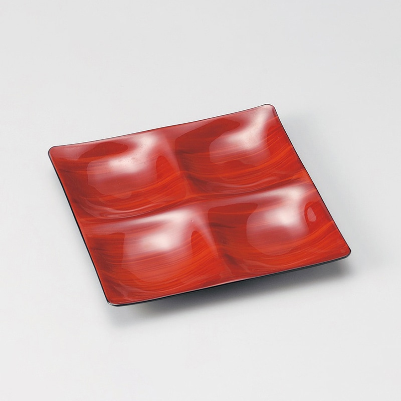 若泉漆器 カリブプレート　赤茶刷毛目  M-21-48 1個（ご注文単位1個）【直送品】