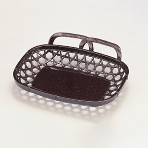 若泉漆器 5.8寸四方片手かご　茶パール  1-619-10 1個（ご注文単位1個）【直送品】