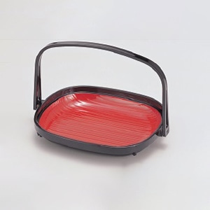 若泉漆器 小判手付かご　黒内朱渕黒　折畳式　全面塗  1-619-17 1個（ご注文単位1個）【直送品】