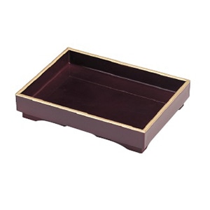 若泉漆器 7寸長角山路盛器　溜天金  1-647-5 1個（ご注文単位1個）【直送品】