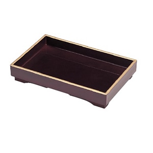 若泉漆器 8寸長角山路盛器 溜天金 1-647-6 1個(ご注文単位1個)【直送品】