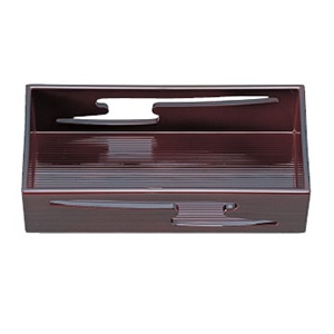 若泉漆器 6寸長角透かし盛器 溜内塗 1-668-2 1個(ご注文単位1個)【直送品】