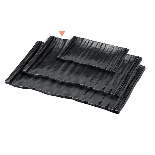 若泉漆器 いぶし長角プレート　黒石目 中 M-21-92 1個（ご注文単位1個）【直送品】