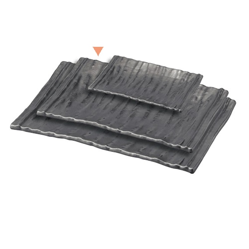 若泉漆器 いぶし長角プレート　黒銀釉 中 M-21-32 1個（ご注文単位1個）【直送品】