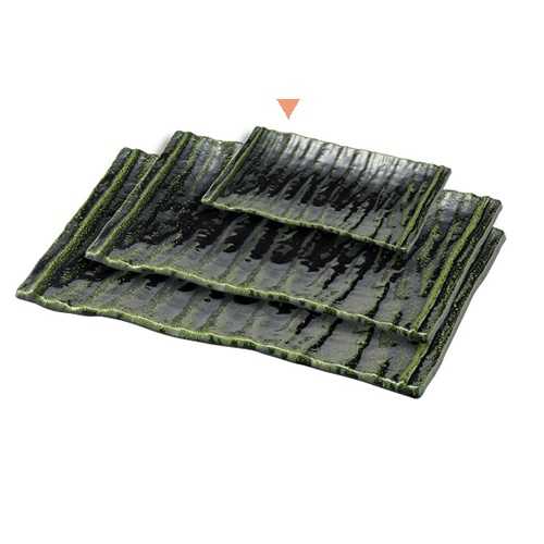 若泉漆器 いぶし長角プレート　織部 小 M-21-82 1個（ご注文単位1個）【直送品】