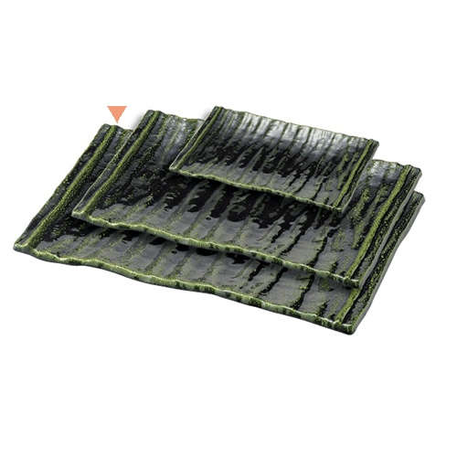 若泉漆器 いぶし長角プレート　織部 大 M-22-12 1個（ご注文単位1個）【直送品】