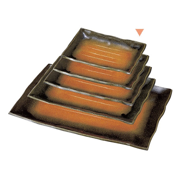 若泉漆器 越前長手盛皿　黄王織部　8寸  1-681-16 1個（ご注文単位1個）【直送品】