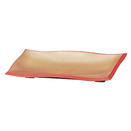 若泉漆器 9寸長手清流盛器　色紙金箔渕朱S・H塗  1-694-11 1個（ご注文単位1個）【直送品】