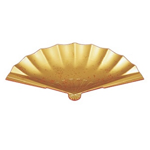 若泉漆器 扇面盛込器　色紙金箔渕朱　S・H塗 中 1-700-5 1個（ご注文単位1個）【直送品】