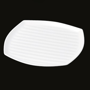 若泉漆器 くつわ型プレート　白　32cmDS-5790-4 中 J-100-76 1個（ご注文単位1個）【直送品】