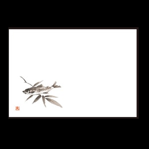 若泉漆器 尺3寸長手 テーブルマット 新鮎 6月～8月 B-26-12 100枚/束（ご注文単位1束）【直送品】