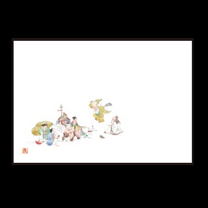 若泉漆器 尺3寸長手 テーブルマット 七福神  B-26-38 100枚/束（ご注文単位1束）【直送品】