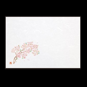 若泉漆器 尺3寸長手 和紙敷マット 桜1 3月～4月 B-26-40 100枚/束（ご注文単位1束）【直送品】