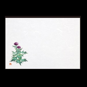 若泉漆器 尺3寸長手 和紙敷マット あざみ 5月～6月 B-26-45 100枚/束（ご注文単位1束）【直送品】