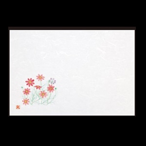 若泉漆器 尺3寸長手 和紙敷マット 秋桜 8月～9月 B-26-49 100枚/束（ご注文単位1束）【直送品】