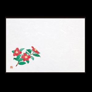 若泉漆器 尺3寸長手 和紙敷マット 赤椿 11月～12月 B-26-55 100枚/束（ご注文単位1束）【直送品】