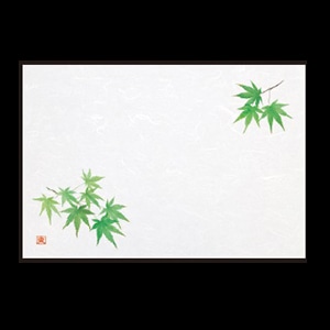 若泉漆器 尺3寸長手 和紙敷マット 青もみじ オールシーズン B-26-57 100枚/束（ご注文単位1束）【直送品】