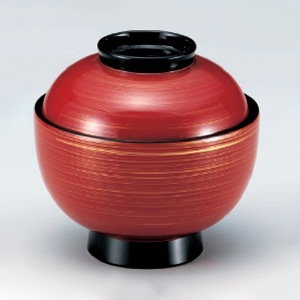 若泉漆器 3.5寸丸吸椀　赤こがねS・H塗  W-10-30 1個（ご注文単位1個）【直送品】