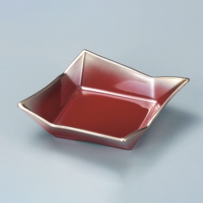 若泉漆器 5.4寸スクウェア浅鉢　朱金ぼかし  M-15-96 1個（ご注文単位1個）【直送品】