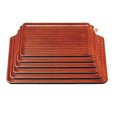 若泉漆器 竹目長手盆　栃塗　　尺3寸 ノンスリップ加工 B-11-95 1個（ご注文単位1個）【直送品】