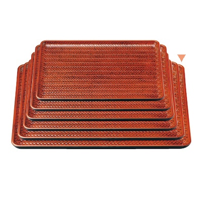 若泉漆器 竹目長手盆　栃塗　　尺5寸 ノンスリップ加工 B-11-97 1個（ご注文単位1個）【直送品】