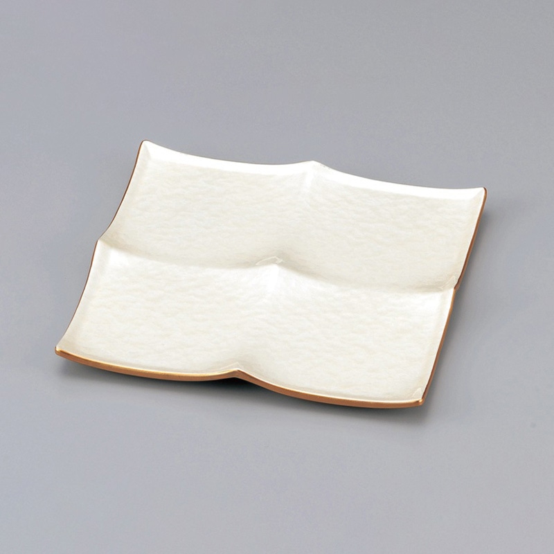 若泉漆器 8寸角四季彩皿　クリームアクア渕金  M-16-79 1個（ご注文単位1個）【直送品】