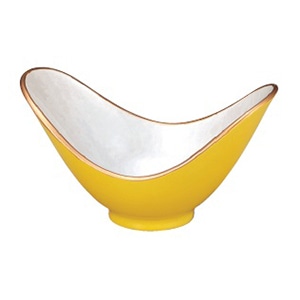 若泉漆器 優山鉢　黄釉内白アクア天金  M-16-84 1個（ご注文単位1個）【直送品】