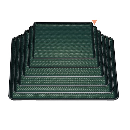 若泉漆器 竹目長手盆　グリーン天黒　尺2寸 ノンスリップ加工 B-11-72 1個（ご注文単位1個）【直送品】