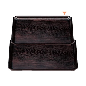 若泉漆器 長角木目隅切盆　溜　尺2寸  B-12-66 1個（ご注文単位1個）【直送品】