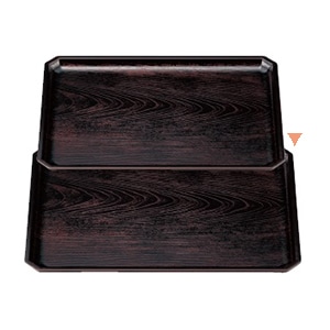 若泉漆器 長角木目隅切盆　溜　尺3寸  B-12-67 1個（ご注文単位1個）【直送品】