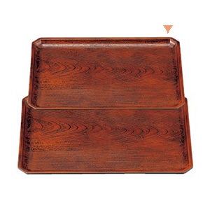 若泉漆器 長角木目隅切盆　栃　尺2寸  B-12-68 1個（ご注文単位1個）【直送品】