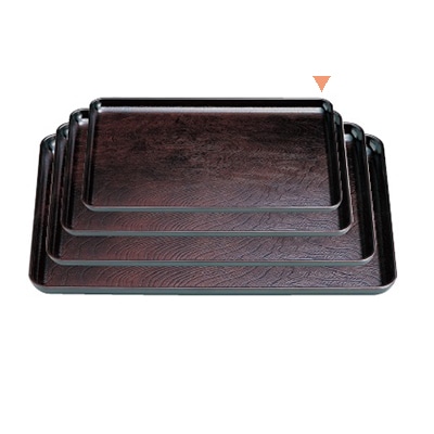 若泉漆器 雪斎木目盆　溜　　尺2寸 ノンスリップ加工 B-12-5 1個（ご注文単位1個）【直送品】