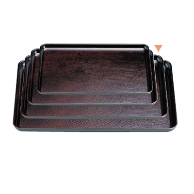 若泉漆器 雪斎木目盆　溜　　尺4寸 ノンスリップ加工 B-12-7 1個（ご注文単位1個）【直送品】