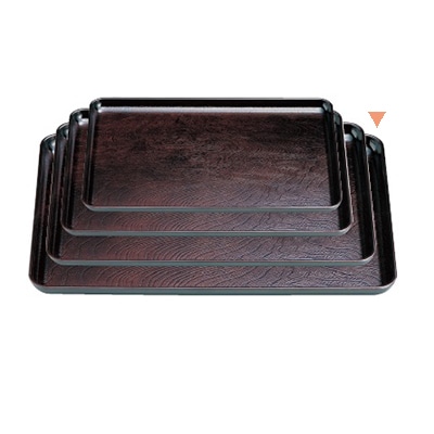 若泉漆器 雪斎木目盆　溜　　尺5寸 ノンスリップ加工 B-12-8 1個（ご注文単位1個）【直送品】