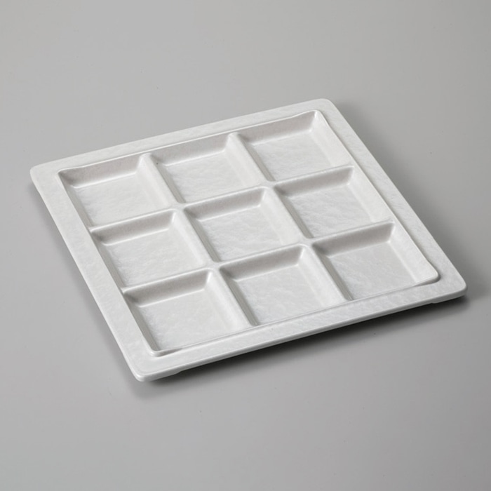 若泉漆器 ナイスプレート 9ツ仕切 白アクア M-17-75 1個(ご注文単位1個)【直送品】