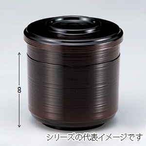 若泉漆器 3.7寸刷毛目飯器　溜内朱2段  W-11-27 1個（ご注文単位1個）【直送品】