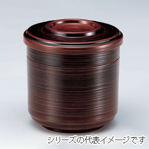 若泉漆器 3.7寸刷毛目飯器　栃内黒塗2段  W-11-31 1個（ご注文単位1個）【直送品】