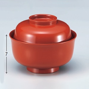 若泉漆器 4.5寸羽反椀　総洗朱  W-11-32 1個（ご注文単位1個）【直送品】