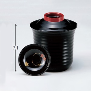 若泉漆器 2.5寸平筋箸洗椀　黒つば朱見返付S・H塗  W-10-17 1個（ご注文単位1個）【直送品】