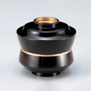 若泉漆器 3.5寸杵型椀　溜つば金ライン  W-10-35 1個（ご注文単位1個）【直送品】