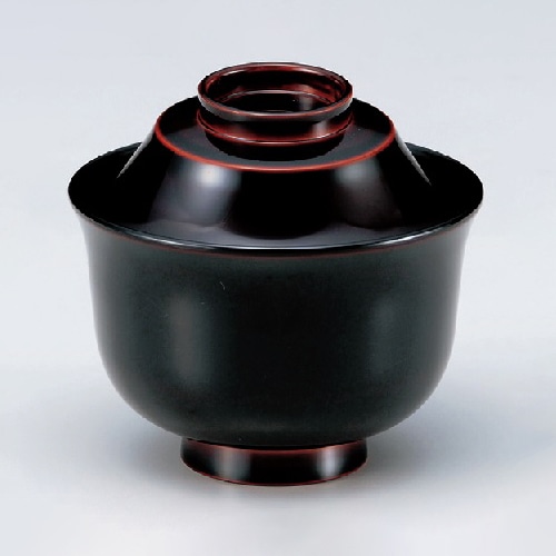 若泉漆器 富士羽反小吸椀　溜内黒本漆塗  W-10-39 1個（ご注文単位1個）【直送品】