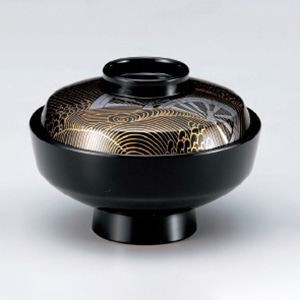 若泉漆器 天竜寺吸椀　黒御所車S・H塗  W-10-92 1個（ご注文単位1個）【直送品】