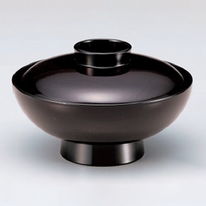 若泉漆器 4.8寸駒型煮物椀　溜つば黒  W-11-3 1個（ご注文単位1個）【直送品】