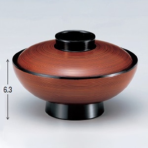 若泉漆器 4.8寸駒型煮物椀　春慶刷毛目  W-11-6 1個（ご注文単位1個）【直送品】