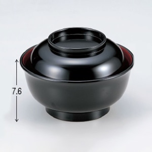若泉漆器 羽反丼　黒内朱  W-10-12 1個（ご注文単位1個）【直送品】