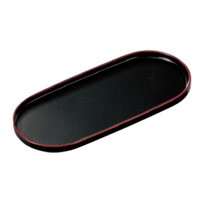 若泉漆器 7寸小判千筋珍味盆　黒天朱  B-12-53 1個（ご注文単位1個）【直送品】